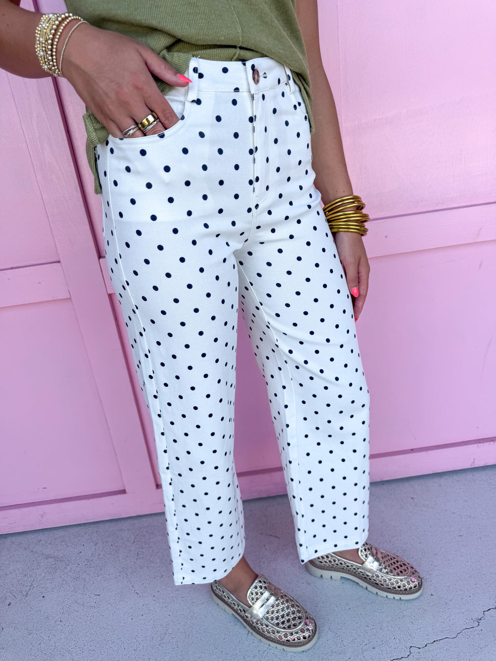 Darling Dot Pants - White