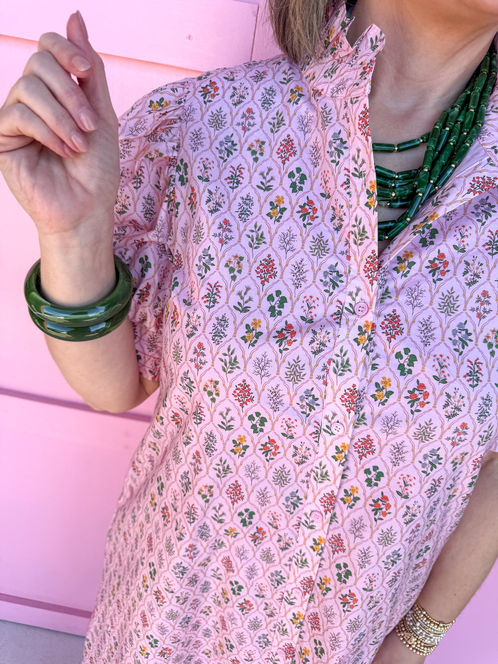 Jincy's Women's Boutique Blushing Blooms Dress Pink micro floral maxi dress