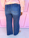 Dark Wash Mid Rise Crop Wide Leg Jeans womens boutique raw hem jincy's