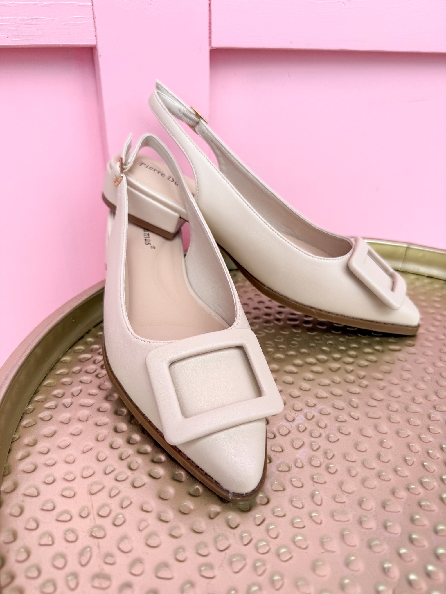 Classic Charm Slingback Shoes - Ivory