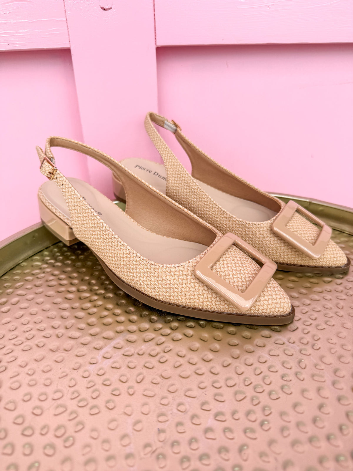 Classic Charm Slingback Shoes - Raffia