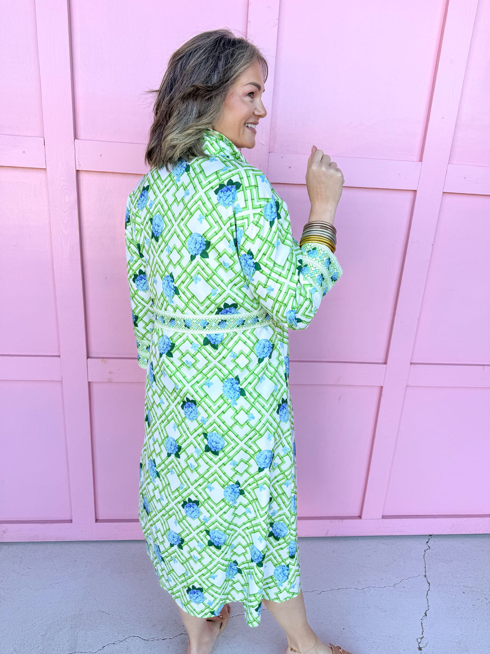 Jincy's Women's Boutique Spring Styles Hydrangea Bamboo Maxi Midi Dress Grandmillenial Style