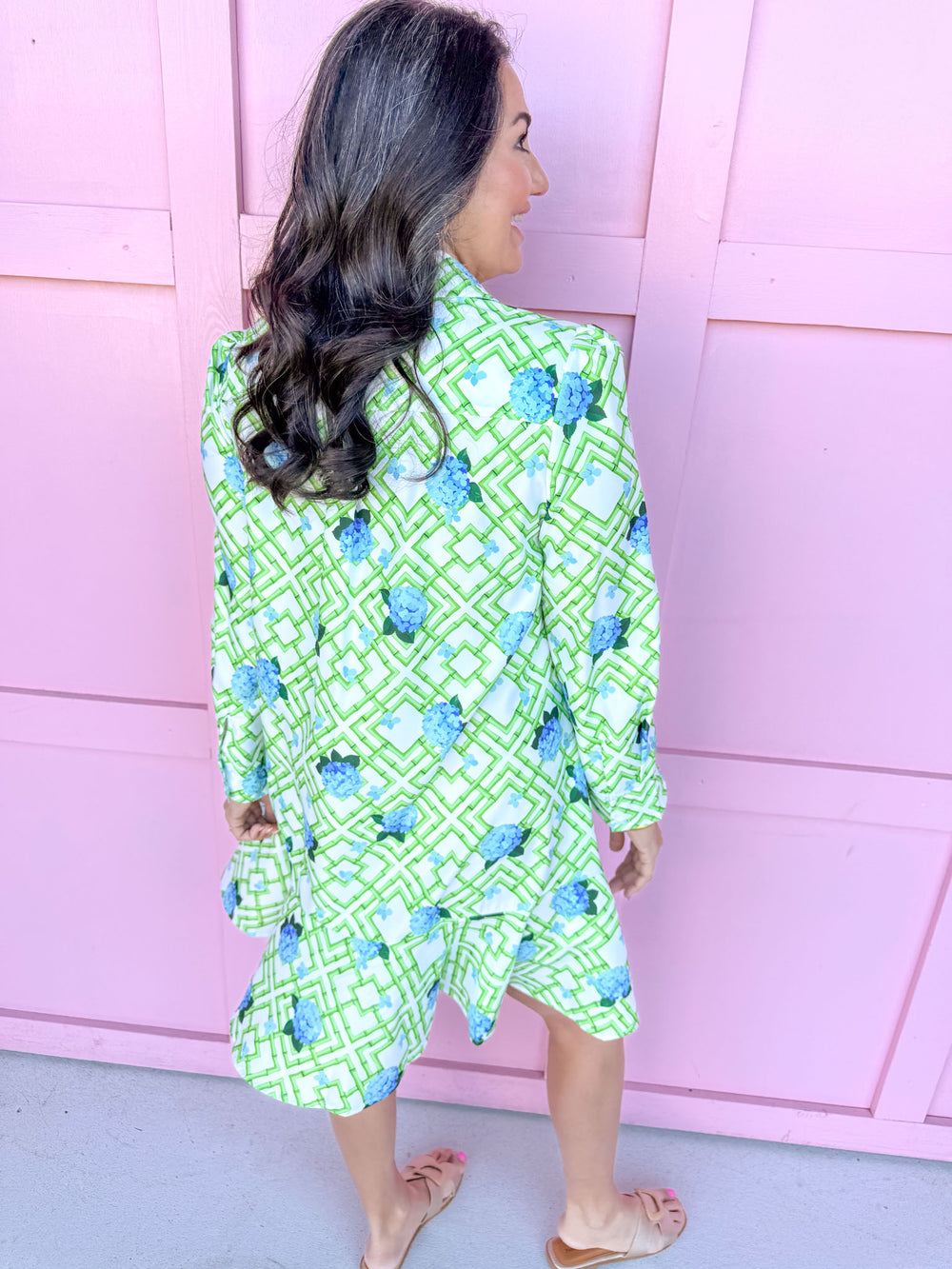 Jincy's Women's Boutique Spring Styles Hydrangea Bamboo Mini Dress Grandmillenial Style