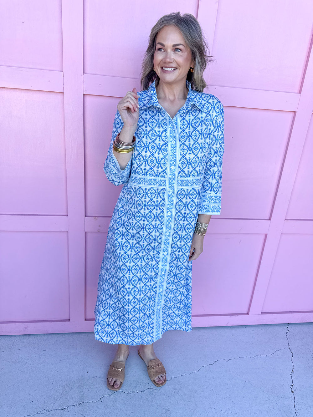 Jincy's Women's Boutique Spring Styles blue floral midi maxi dress