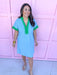 Jincy's Women's Boutique Spring Styles 
Candi Color Block Dress Blue/Green mini dress