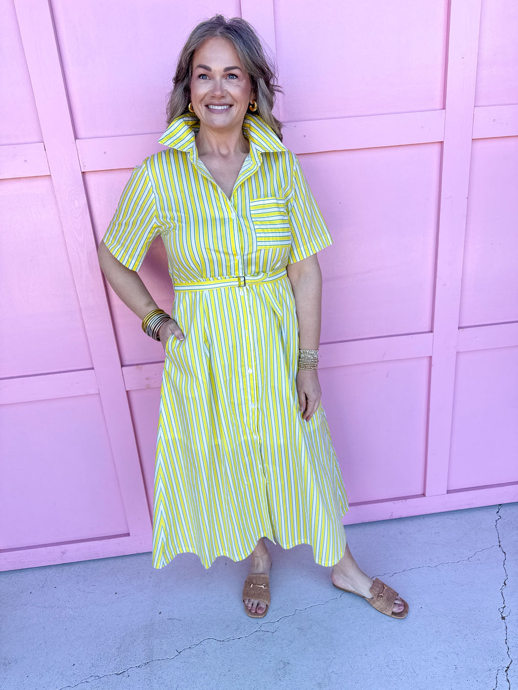 Jincy's Women's Boutique Spring Styles Yellow & Green Maxi Midi Dress Masters