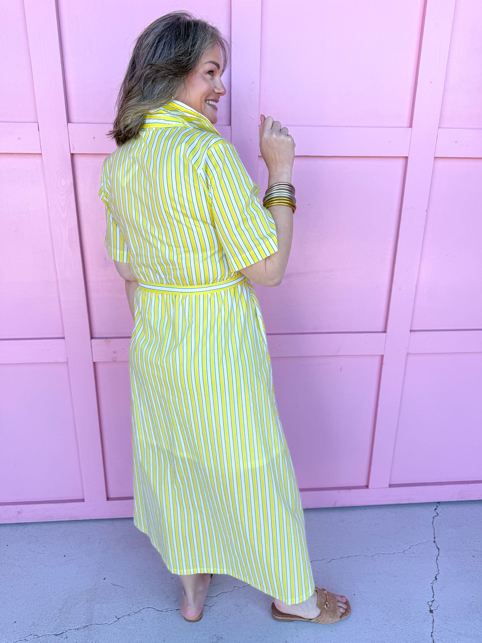 Jincy's Women's Boutique Spring Styles Yellow & Green Maxi Midi Dress Masters