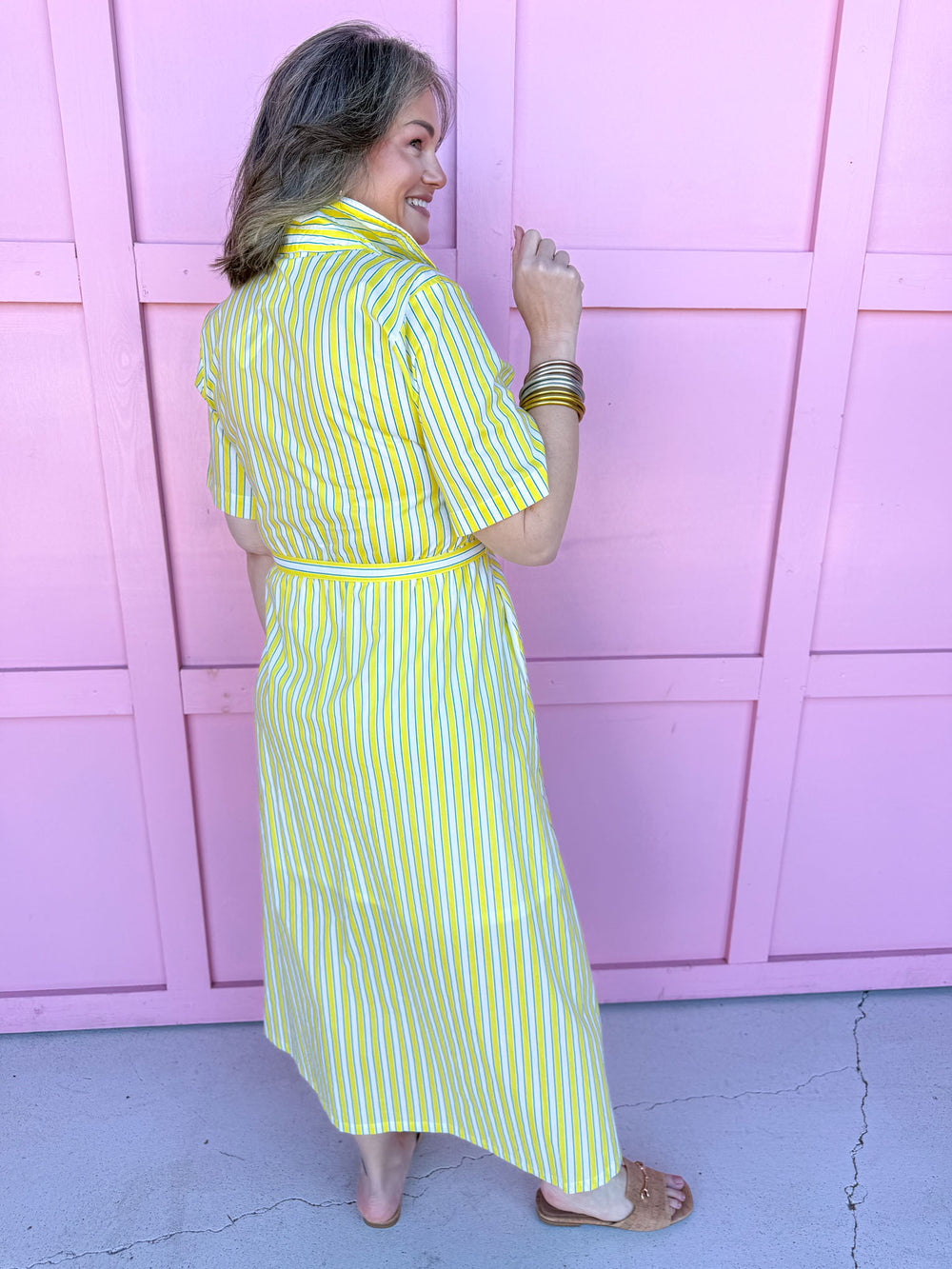 Jincy's Women's Boutique Spring Styles Yellow & Green Maxi Midi Dress Masters