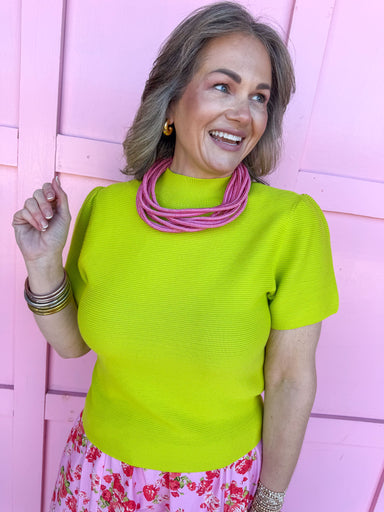 Jincy's Women's Boutique Spring Styles Chartreuse Knit Top