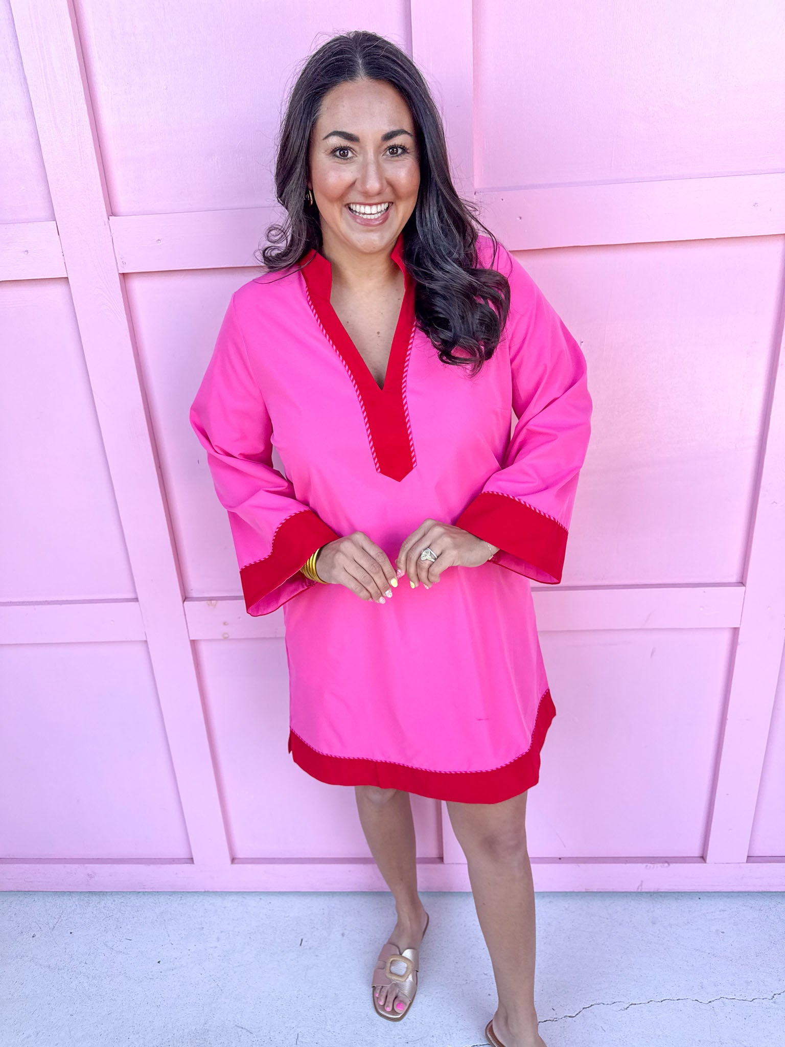 Jincy's Women's Boutique Mary Square Brenda Dress Pink Red Plus Size