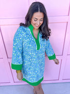 Jincy's Women's Boutique Mary Square Brenda Dress Meadow Line Blue Plus Size