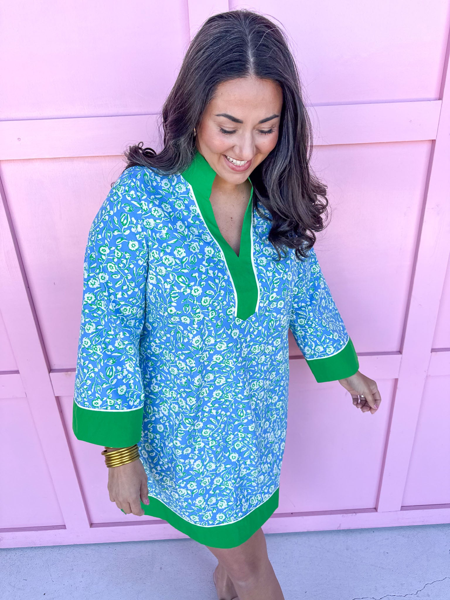 Jincy's Women's Boutique Mary Square Brenda Dress Meadow Line Blue Plus Size
