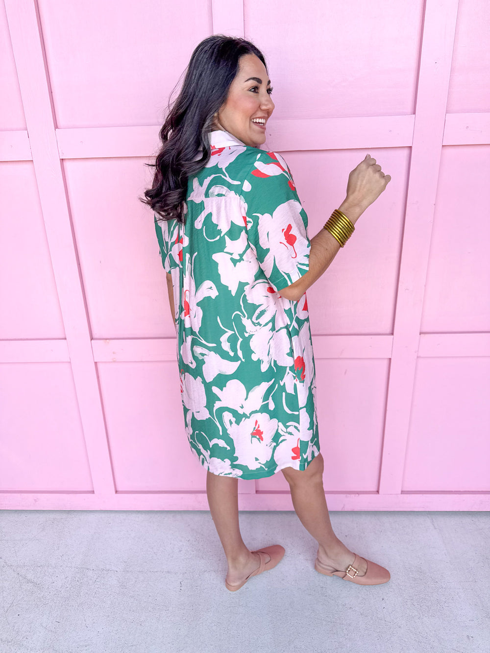 Jincy's Women's Boutique Sweet Serenity Dress light pink & green floral Dress