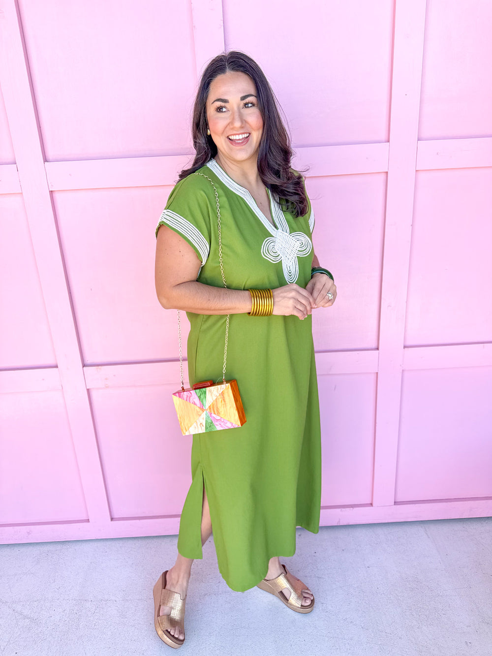 Jincy's Women's Sunday Best Dress - Matcha Green Split Hem Midi Dress