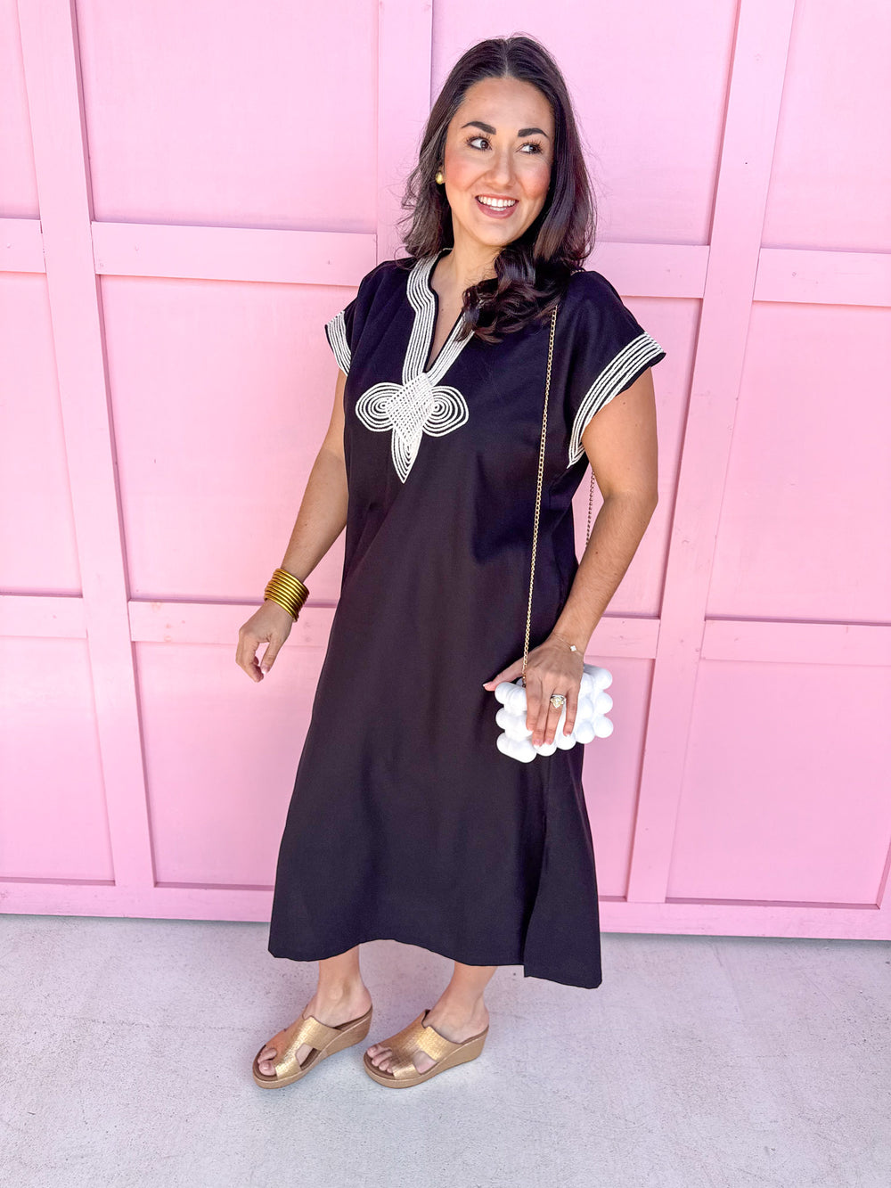 Jincy's Women's Boutique Sunday Best Dress in Black Midi Dress with Split Hem