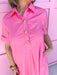 Jincy's Women's Boutique Picture Perfect Dress Pink Midi Dress with Bold Gold Buttons