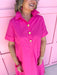 Jincy's Women's Boutique Picture Perfect Dress - Hot Pink Midi Dress with Bold Gold Buttons
