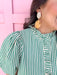 Jincy's Women's Boutique Striped & Sassy Top Green Striped Ruffle Top