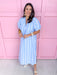 Jincy's Women's Boutique Everyday Chic Dress Sky Blue Midi Stripe Dress