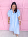Jincy's Women's Boutique Everyday Chic Dress Sky Blue Midi Stripe Dress
