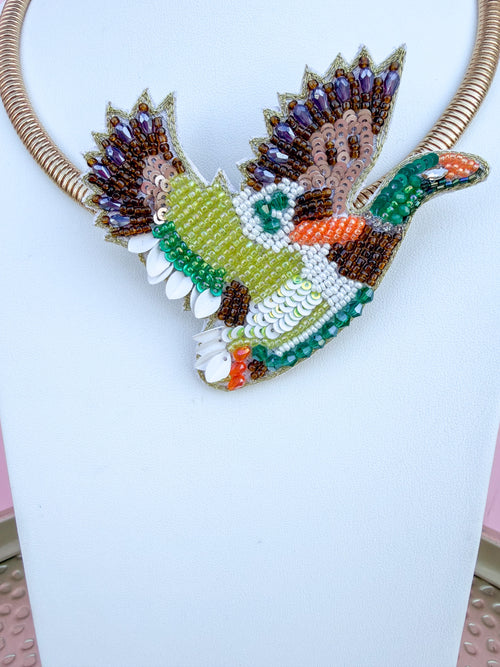 Beaded Mallard Statement Necklace