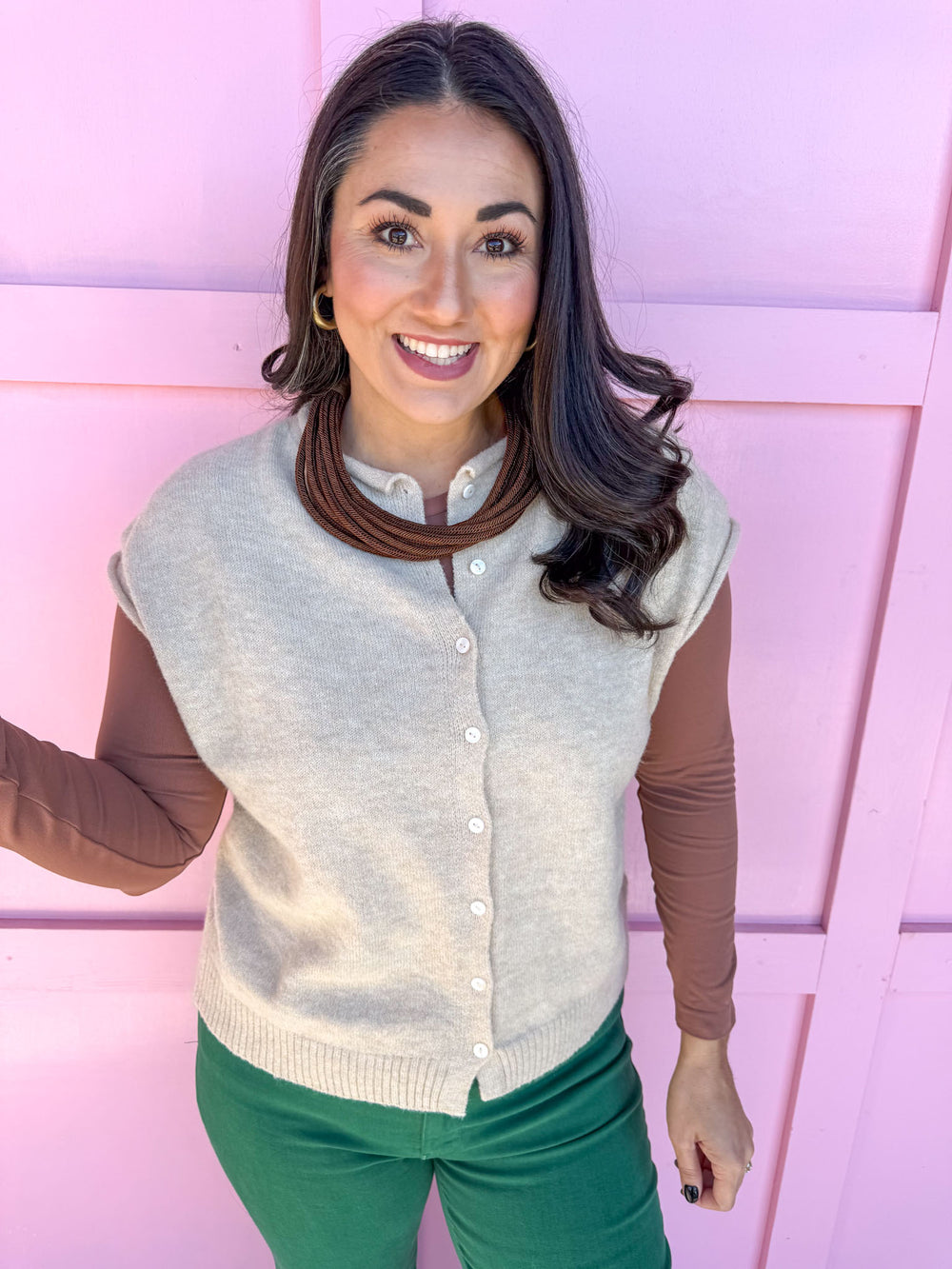 Piper Vest Cardigan - Natural