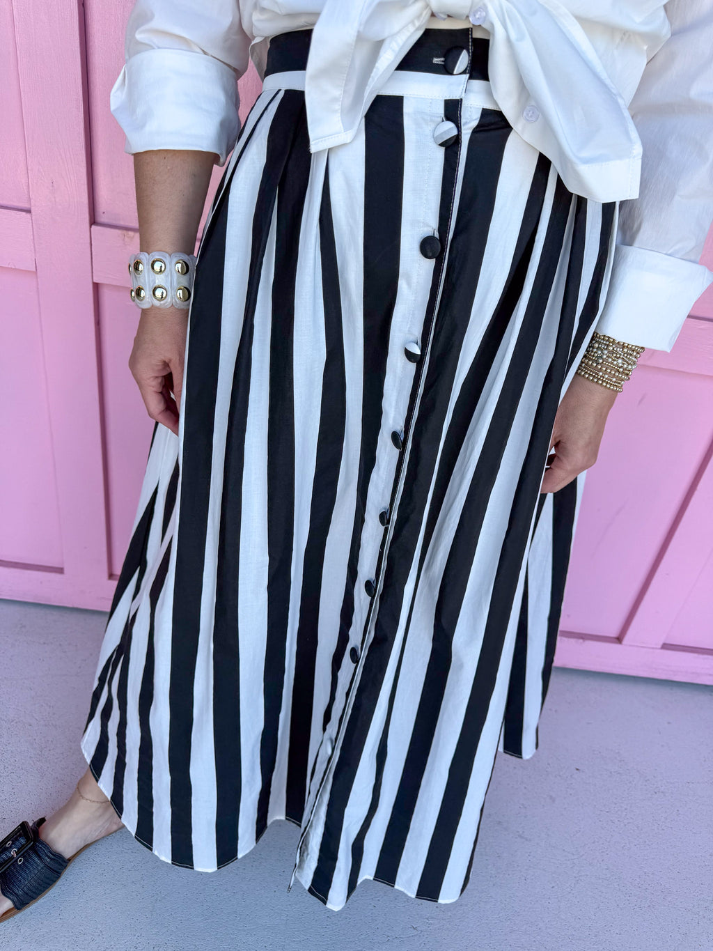 Statement Stripe Skirt - Black