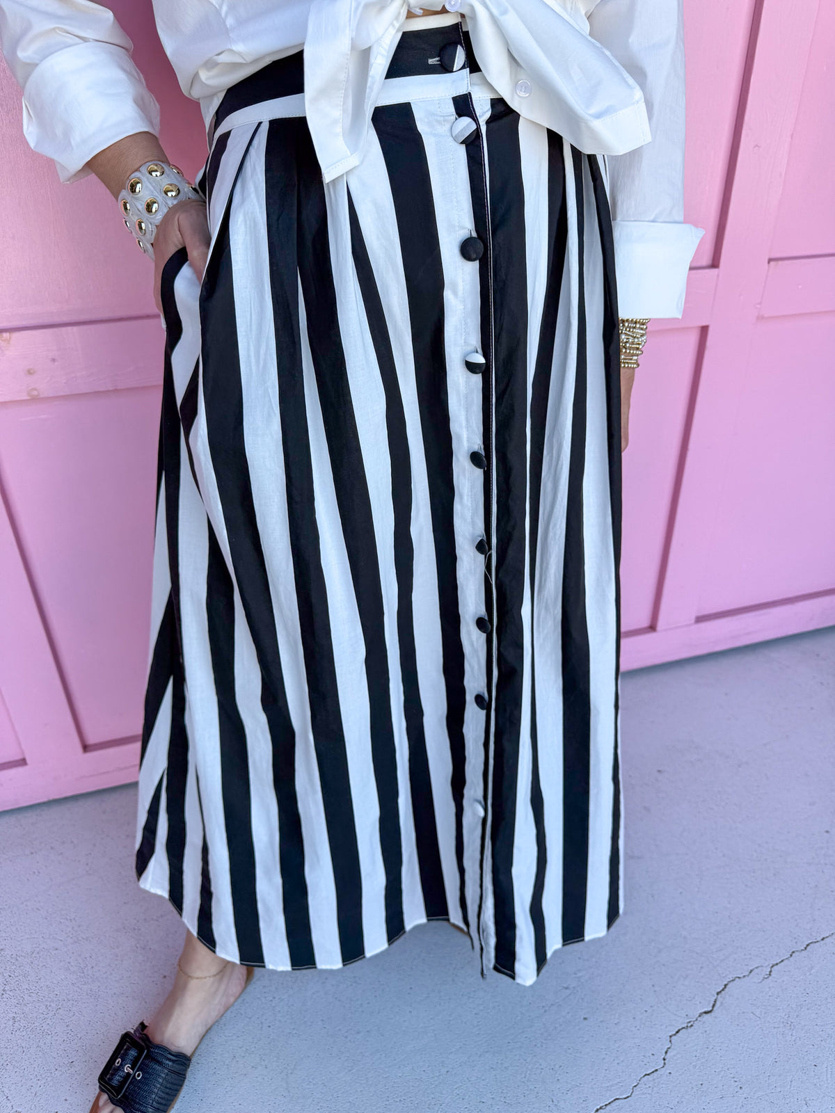 Statement Stripe Skirt - Black