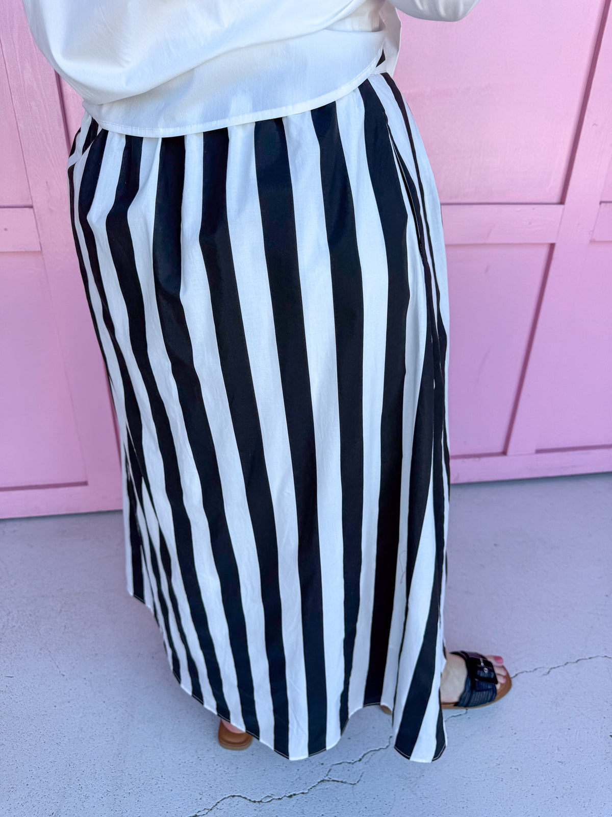 Statement Stripe Skirt - Black
