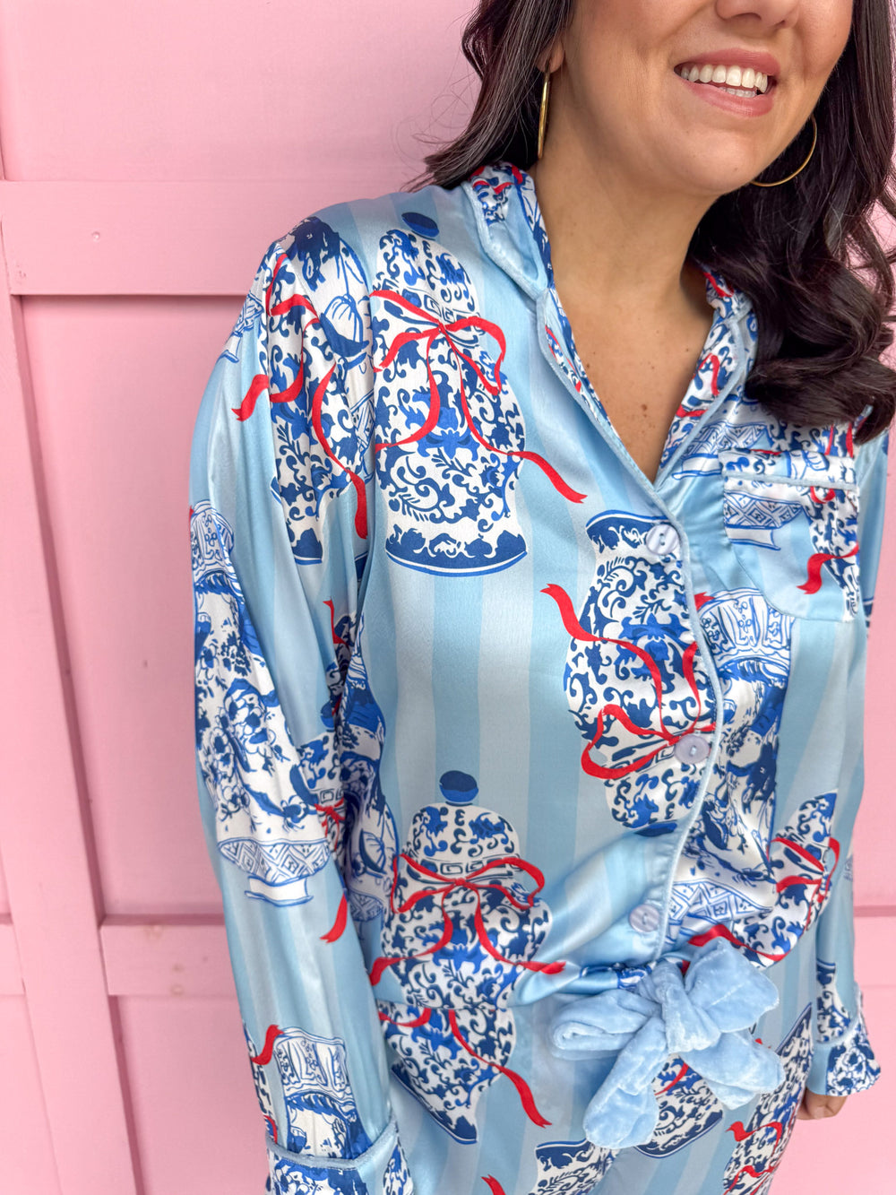 Ginger Jar Stripe Satin Pant PJ Set