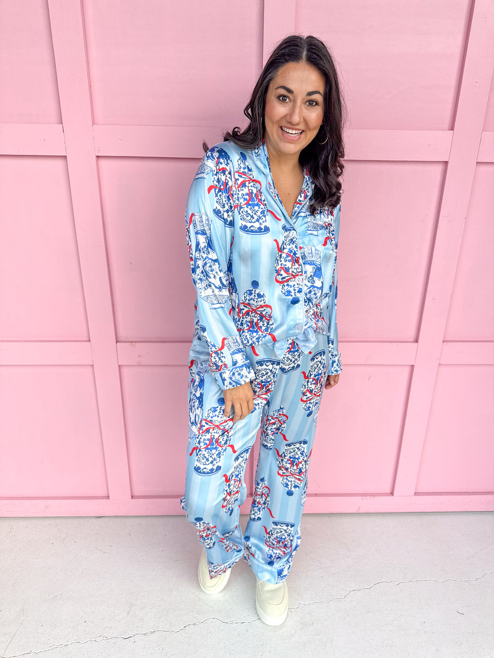 Ginger Jar Stripe Satin Pant PJ Set