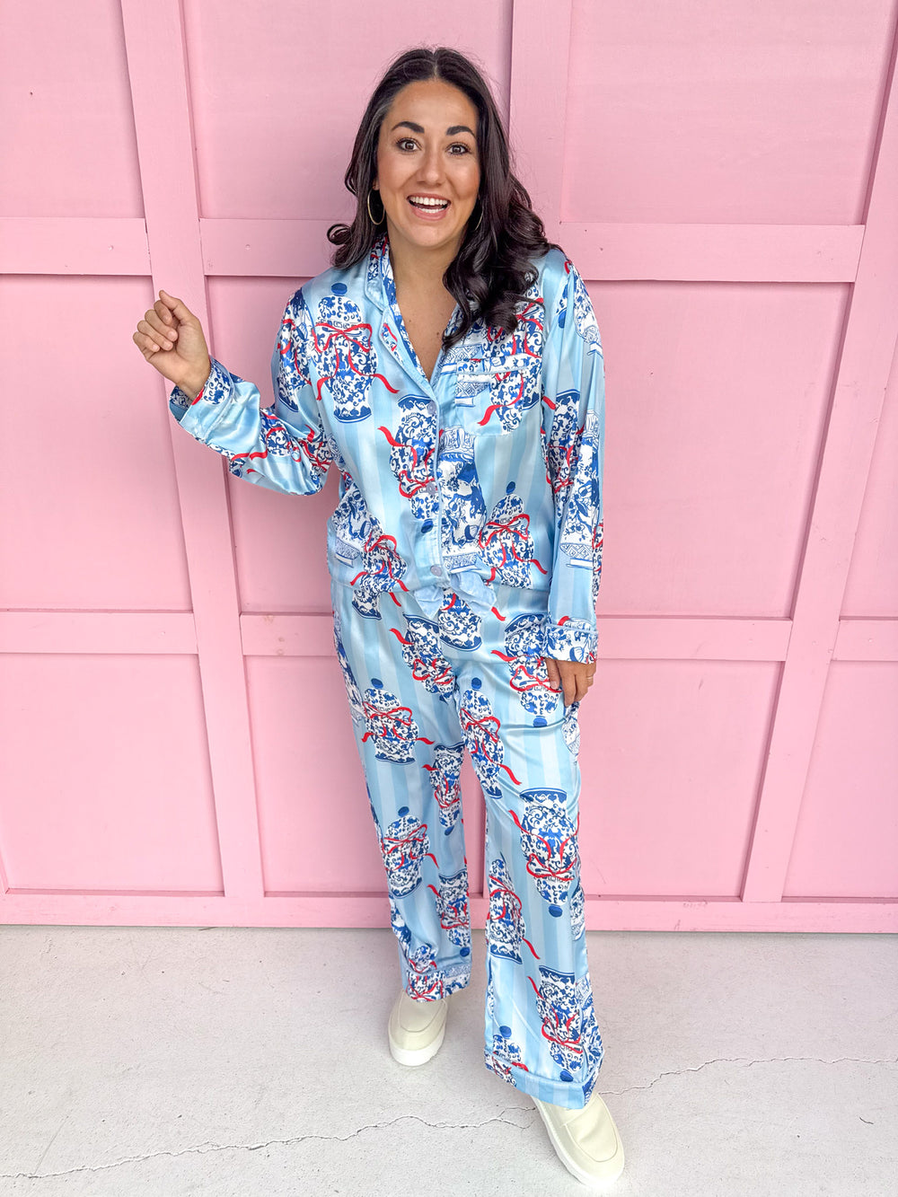 Ginger Jar Stripe Satin Pant PJ Set