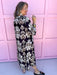 Black Floral Print Maxi Dress 