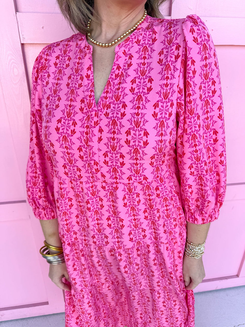 Mary Square | Cameron Dress - Heirloom Vine Pink