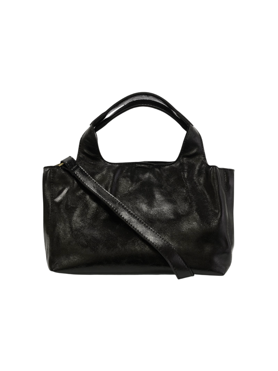 Candie Double Handle Crossbody Satchel - Black