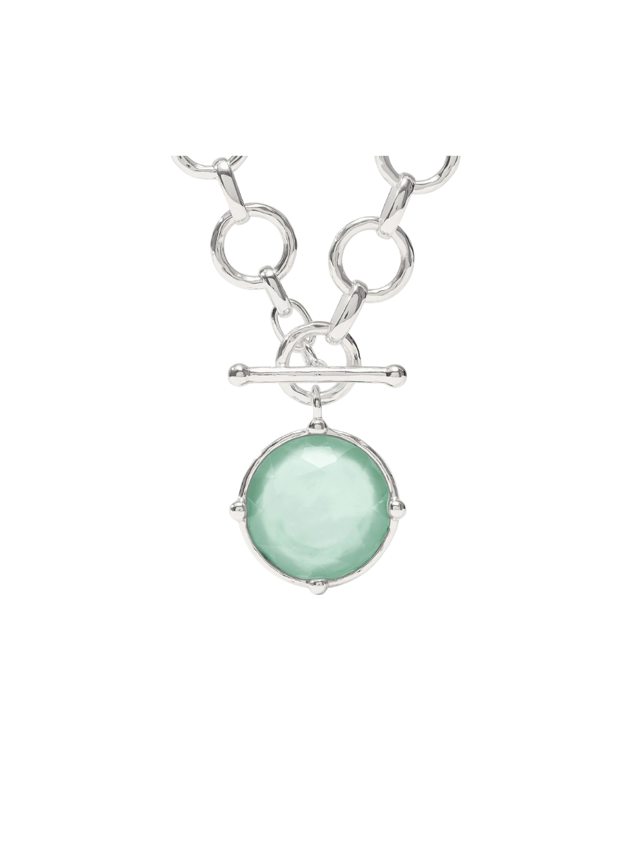 JULIE VOS | Honeybee Statement Necklace - Silver - Iridescent Aquamarine Blue