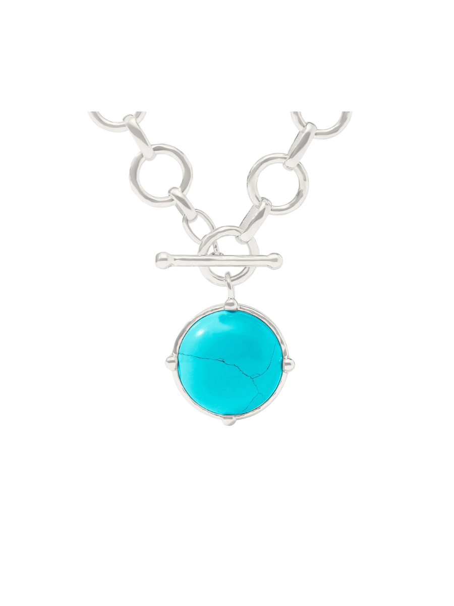 JULIE VOS | Honeybee Statement Necklace - Silver - Turquoise Blue