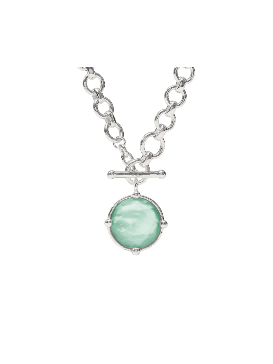 JULIE VOS | Honeybee Demi Necklace -Silver - Iridescent Aquamarine Blue