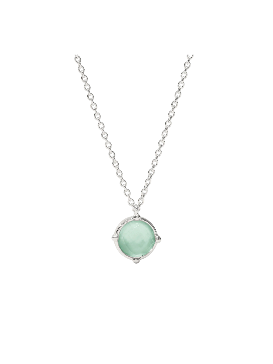 JULIE VOS | Honeybee Solitaire Necklace - Silver - Iridescent Aquamarine Blue