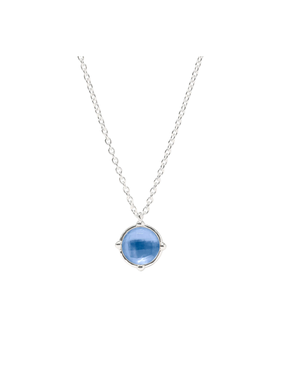 JULIE VOS | Honeybee Solitaire Necklace - Silver - Iridescent Chalcedony Blue
