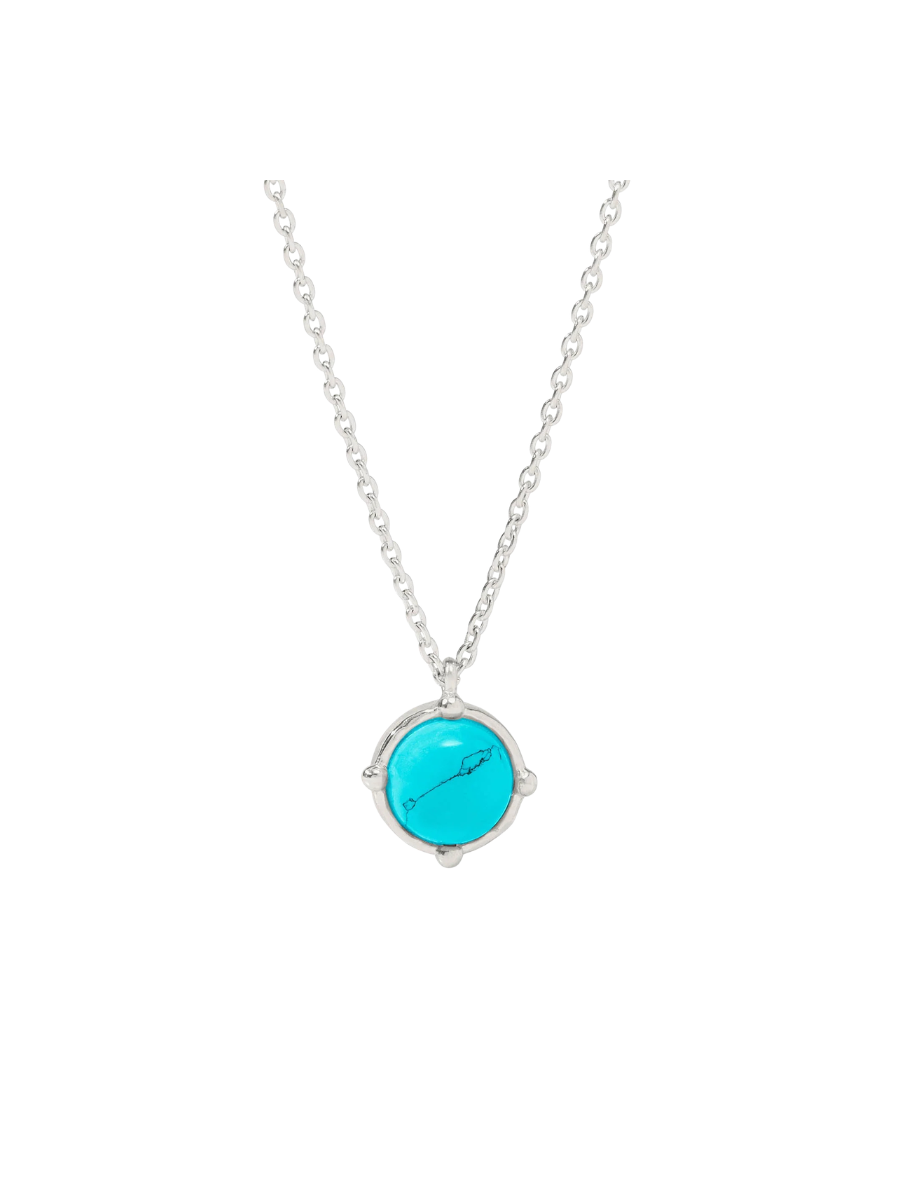 JULIE VOS | Honeybee Solitaire Necklace - Silver - Turquoise Blue
