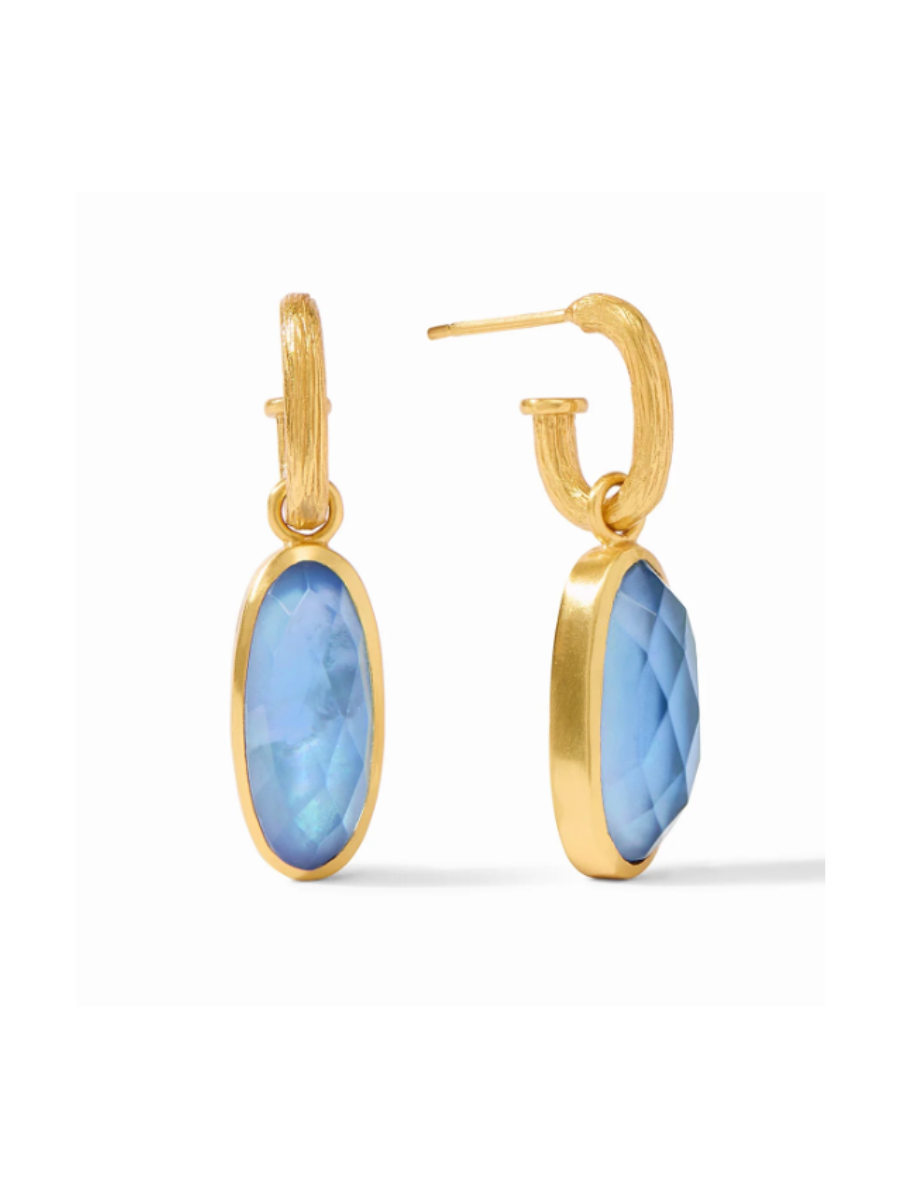 JULIE VOS | Ivy Hoop & Charm Earring - Iridescent Chalcedony Blue