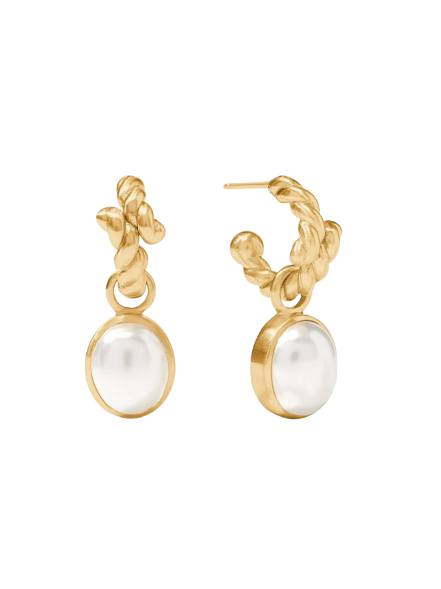 Julie Vos Nassau Hoop & Charm Earring Pearl Gold Earring Dainty Pearl White Rope Women's Jewelry Accessory Gift Jincy's