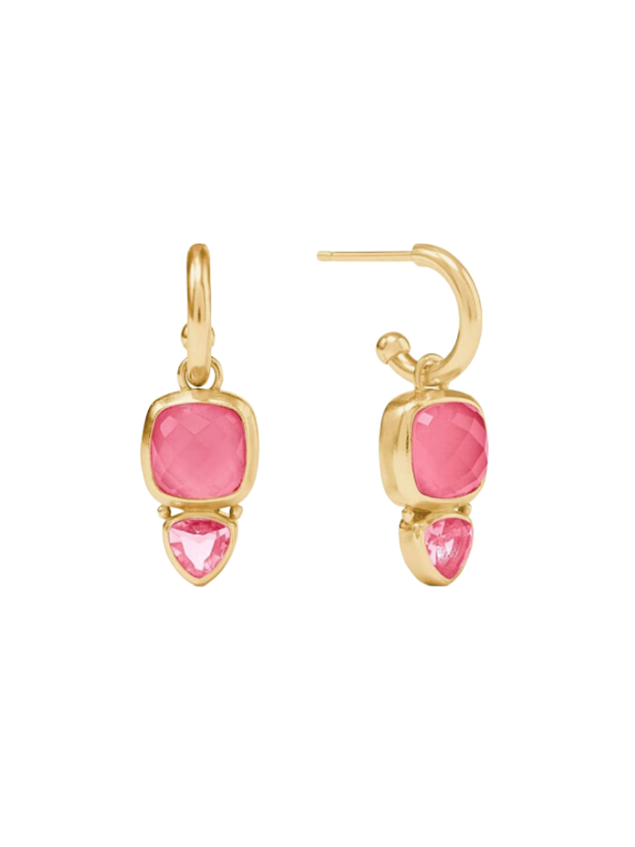 JULIE VOS | Aquitaine Duo Hoop & Charm Earring - Iridescent Peony Pink
