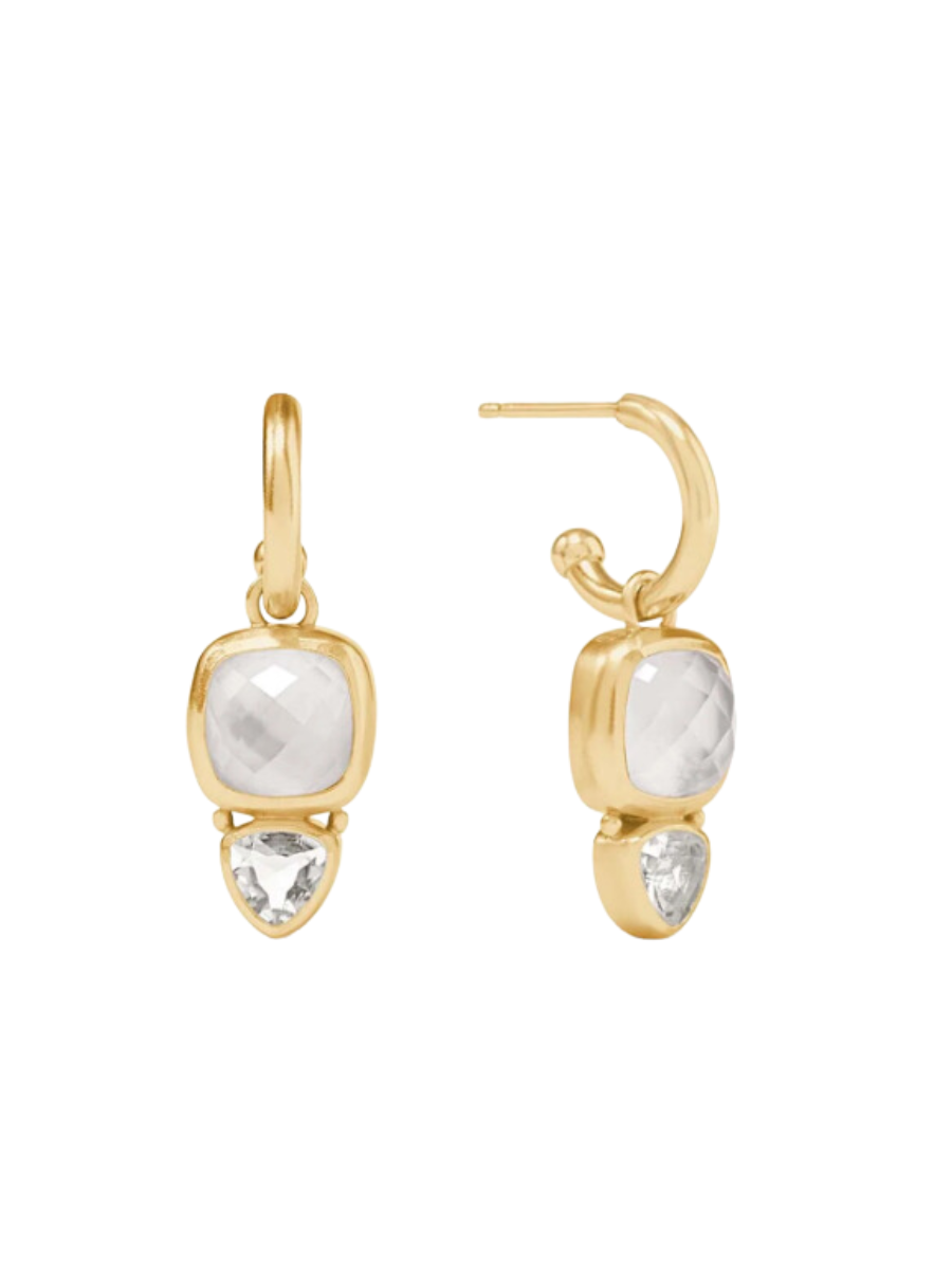 JULIE VOS | Aquitaine Duo Hoop & Charm Earring - Iridescent Clear Crystal