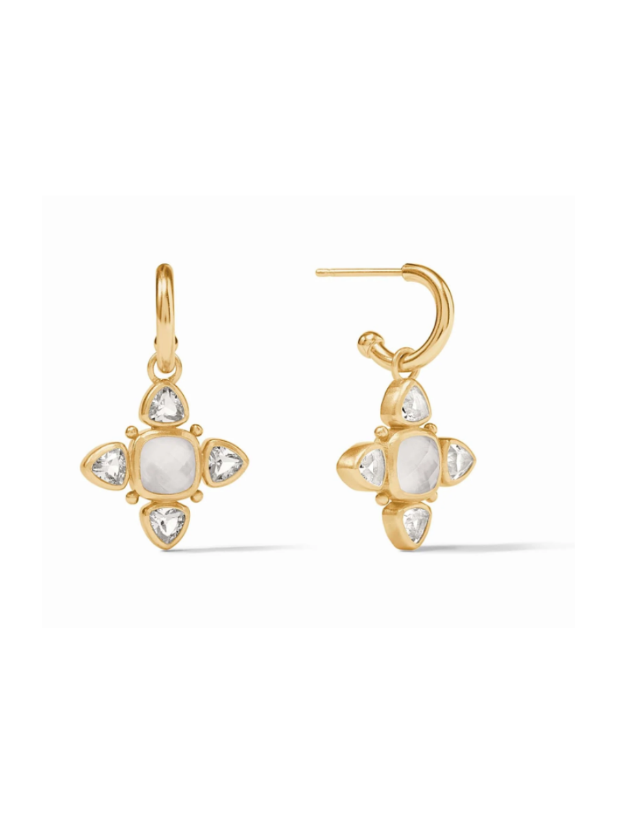 JULIE VOS | Aquitaine Hoop & Charm Earring - Iridescent Clear Crystal