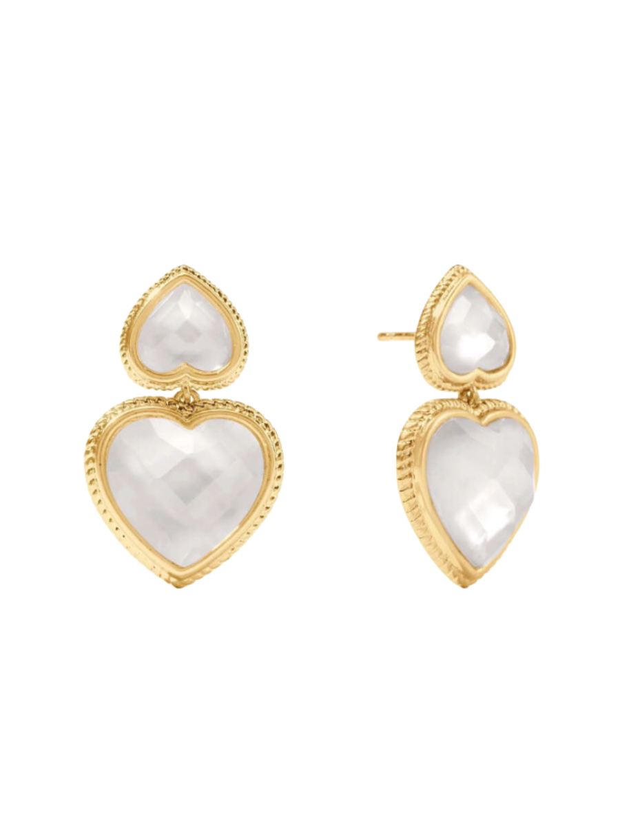 Julie Vos Heart Statement Earring Iridescent Clear Crystal Post Back Clear White Heart Earring Gold Women's Accessory Jewelry Gift Jincy's