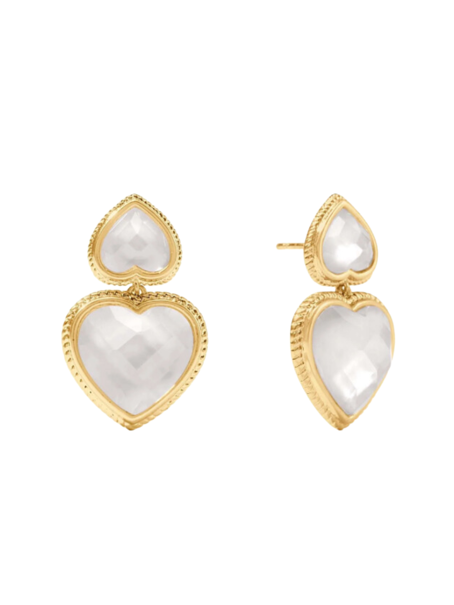 JULIE VOS | Heart Statement Earring - Iridescent Clear Crystal