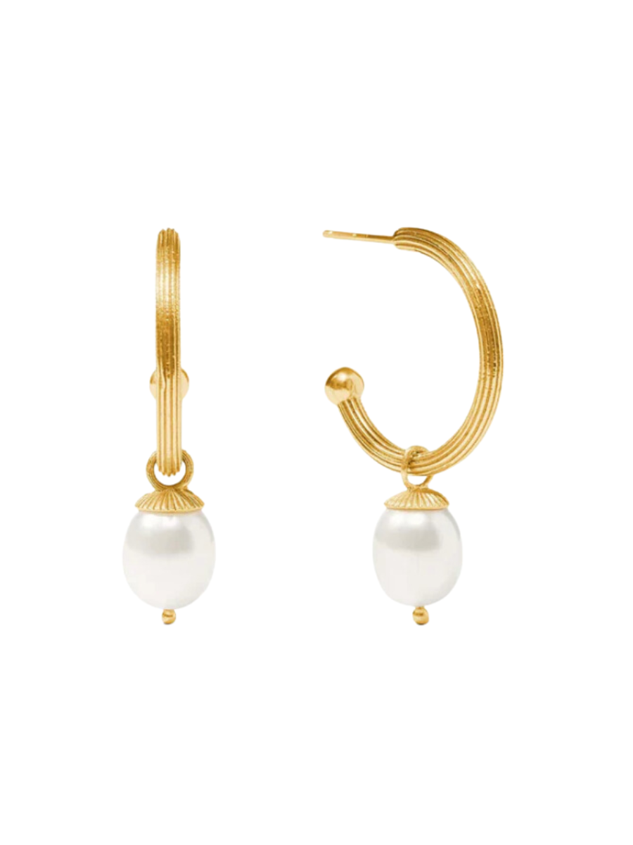 JULIE VOS | Sanibel Pearl Hoop & Charm Earring - Pearl