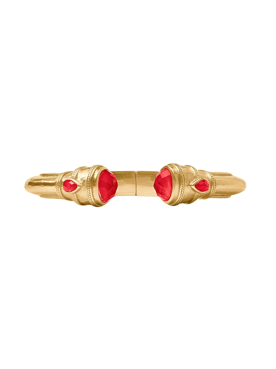 Julie Vos Cannes Demi Cuff Iridescent Strawberry Pink Hot Pink Dark Pink Women's Hinge Bangle Bracelet Gold Statement Jewelry Women's Accessory Gift Jincy's 